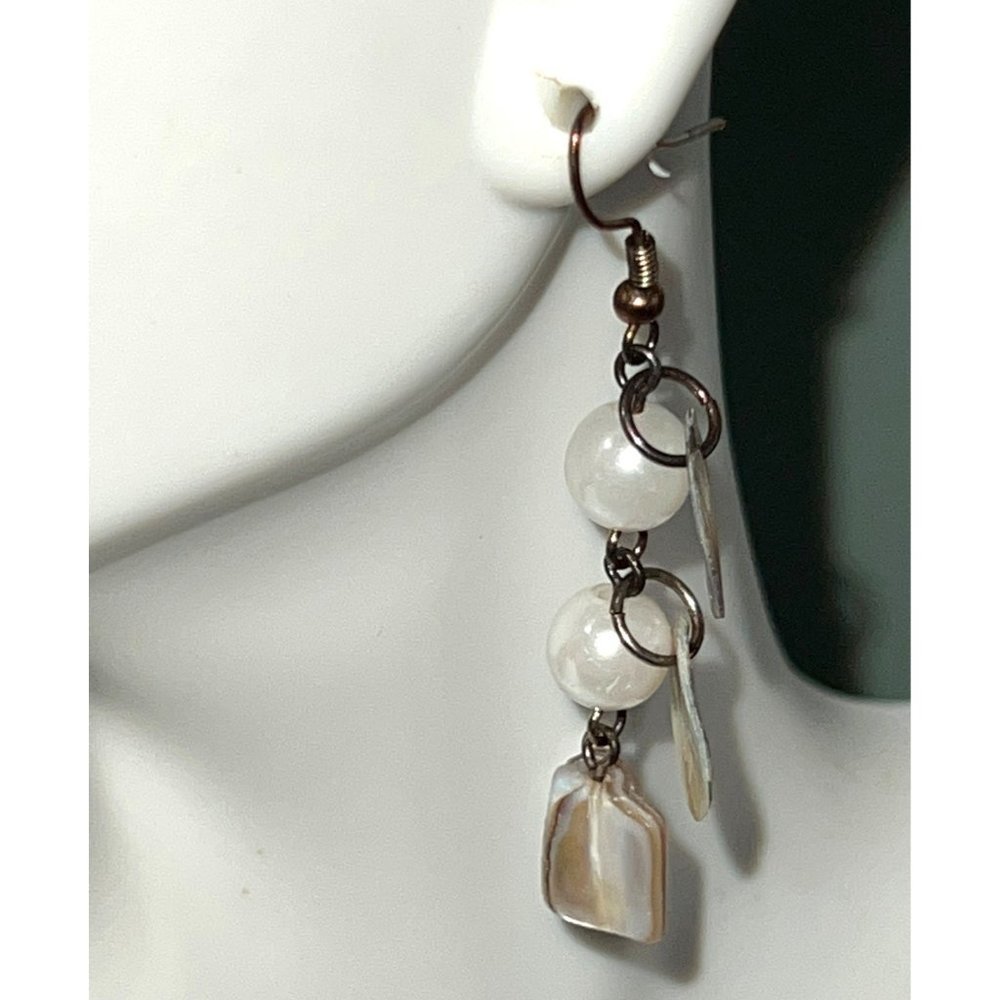 Abalone Shell and Pearl Dangle Earring
